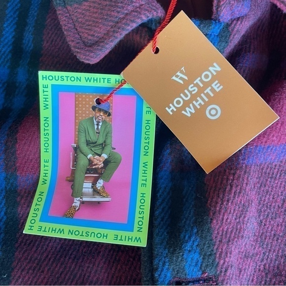 NWT Target White Houston white plaid over coat size medium - Picture 6 of 9